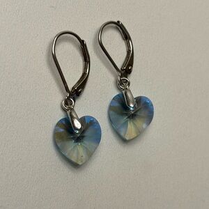 Elegant Silver and Blue Heart Earrings